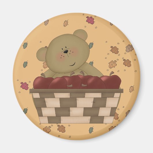 Apfelernte Teddybär Magnet (Vorne)