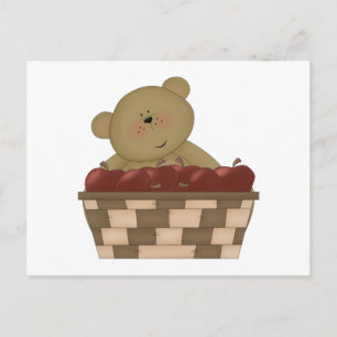 Apfelernte Teddybär Postkarte