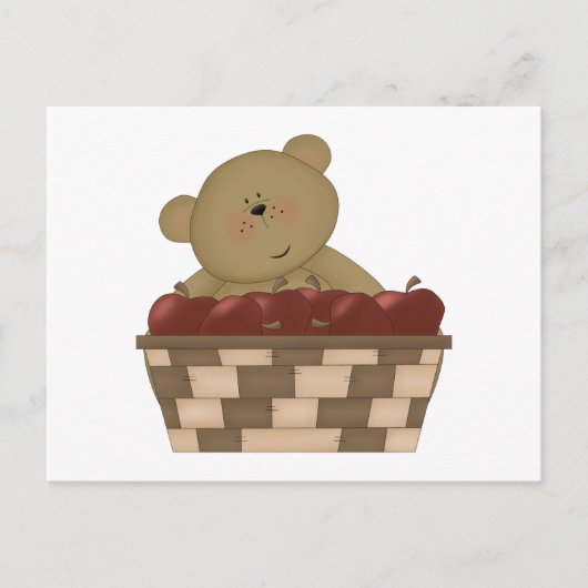 Apfelernte Teddybär Postkarte (Vorderseite)