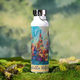Apfelförmige Fantasy Fairy House Whimsical Art Trinkflasche