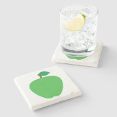 Apfelfrucht grün steinuntersetzer (Seitenansicht)