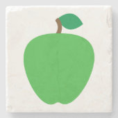 Apfelfrucht grün steinuntersetzer (Vorderseite)