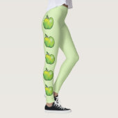 Apfelfrüchte aus grünem Cartoon auf hellgrün Leggings (Rechts)