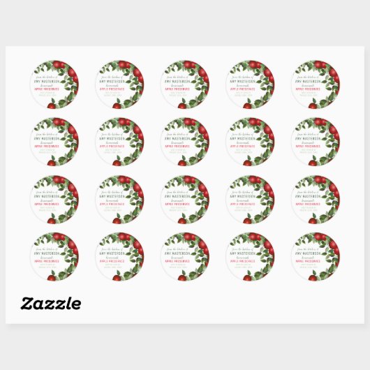 Apfelfruchtkonservierung | Jam Jar Label Runder Aufkleber (Blatt)