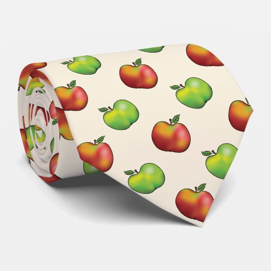 Apfelfruchtmuster aus rotem und grünem Cartoon Krawatte (Gerollt)