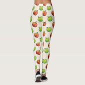 Apfelfruchtmuster aus rotem und grünem Cartoon Leggings (Rückseite)