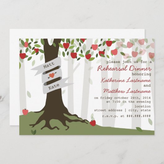 Apfelgarten Herbst Probe Abendessen einladen Einladung (Vorne/Hinten)