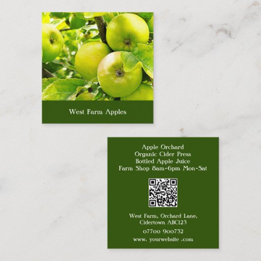 Apfelgartenbauernhof, Cider Press Tree Obstbaum Quadratische Visitenkarte (Vorne/Hinten)