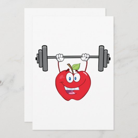 Apfelgewichte Fitness Fruchtzeichen Einladung (Vorne/Hinten)