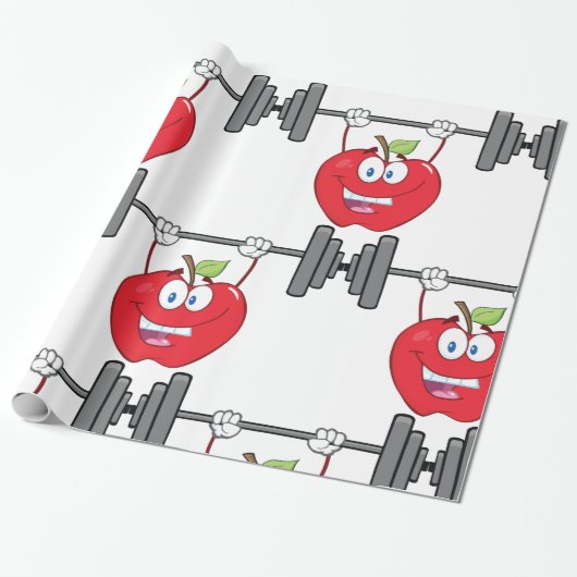 Apfelgewichte Fitness Fruchtzeichen Geschenkpapier (Ungerollt)