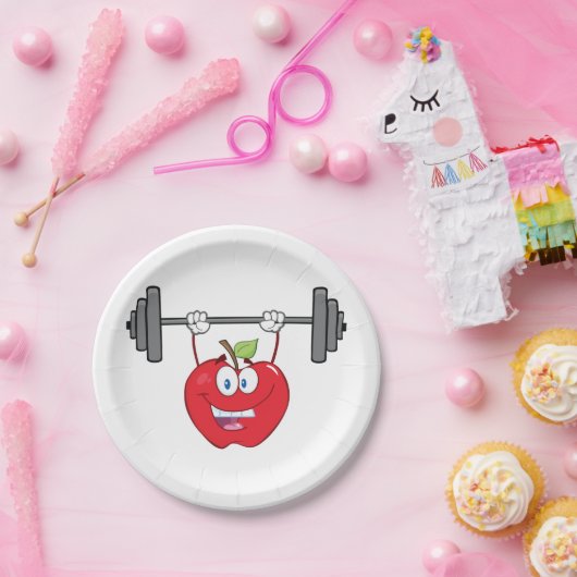 Apfelgewichte Fitness Fruchtzeichen Pappteller (Party)