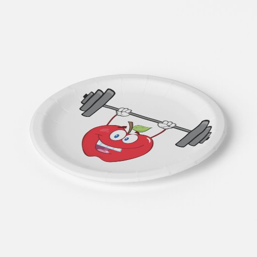 Apfelgewichte Fitness Fruchtzeichen Pappteller (Schrägansicht)