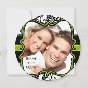 Apfelgrün Damast Wirbel Hochzeit Termin merken Save The Date