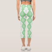 Apfelgrün-Diamantmuster Capri Leggings (Rückseite)