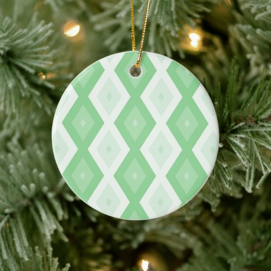 Apfelgrün-Diamantmuster Keramik Ornament (Baum)