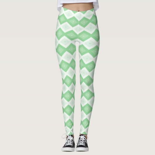 Apfelgrün-Diamantmuster Leggings (Vorderseite)