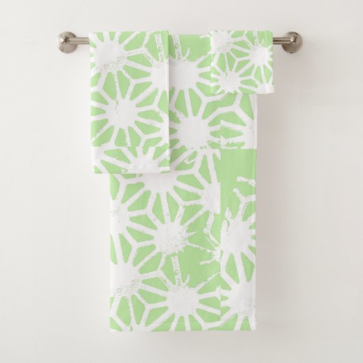 Apfelgrün geometrisches Muster Badhandtuch Set (Insitu)