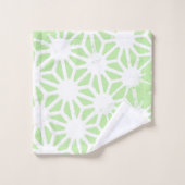 Apfelgrün geometrisches Muster Badhandtuch Set (Waschlappen)