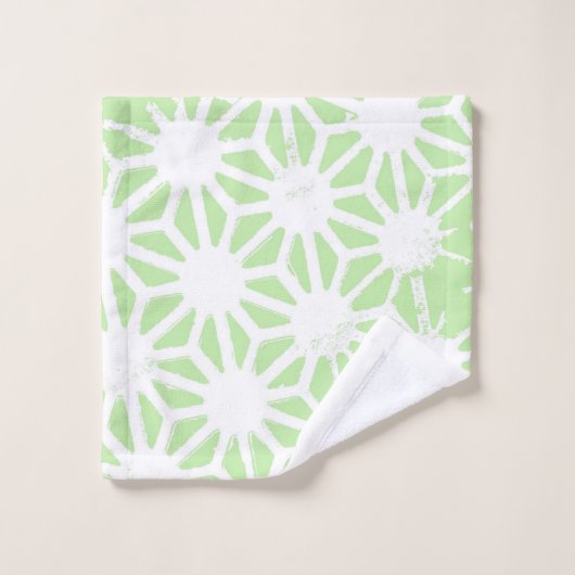 Apfelgrün geometrisches Muster Badhandtuch Set (Waschlappen)