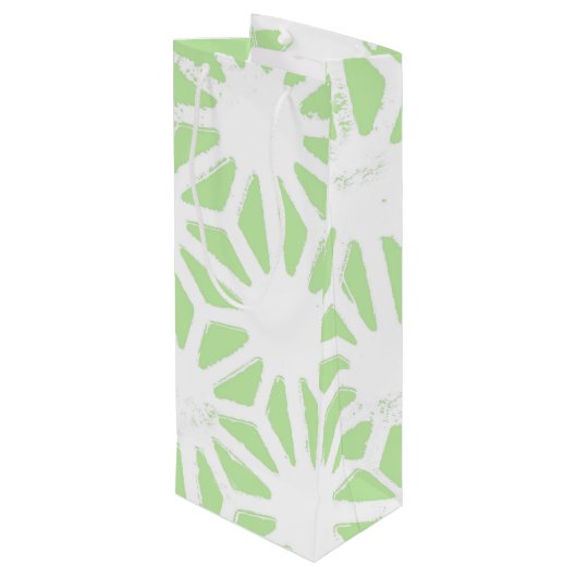 Apfelgrün geometrisches Muster Geschenktüte Für Weinflaschen (Rückseite Schrägansicht)