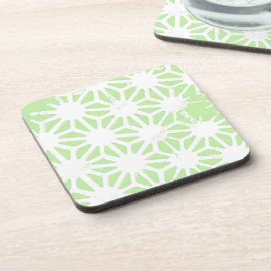 Apfelgrün geometrisches Muster Getränkeuntersetzer (Linke Seite)