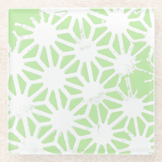 Apfelgrün geometrisches Muster Glasuntersetzer (Vorderseite)