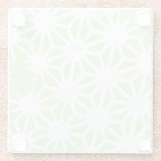 Apfelgrün geometrisches Muster Glasuntersetzer (Rückseite)