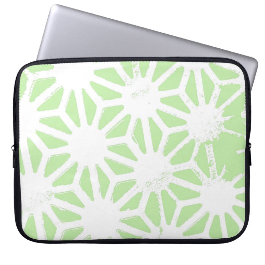Apfelgrün geometrisches Muster Laptopschutzhülle (Vorderseite)