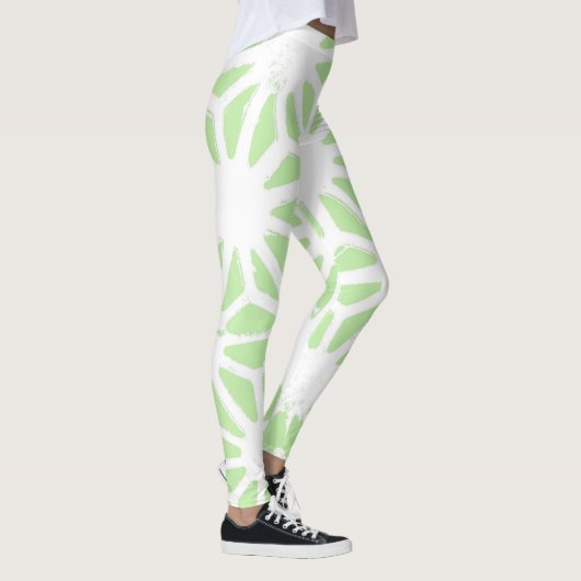 Apfelgrün geometrisches Muster Leggings (Rechts)