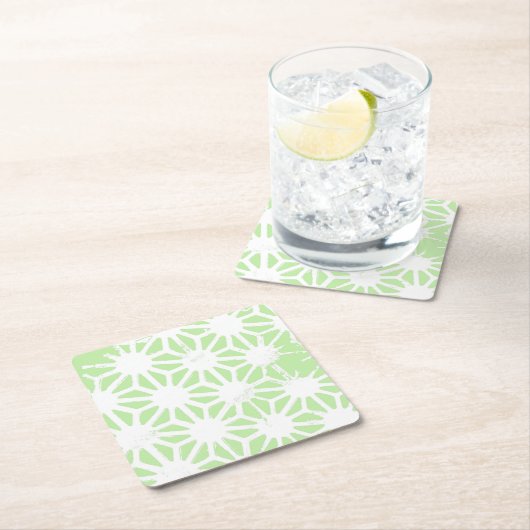 Apfelgrün geometrisches Muster Rechteckiger Pappuntersetzer (Vor Ort)