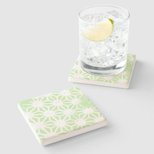Apfelgrün geometrisches Muster Steinuntersetzer (Seitenansicht)