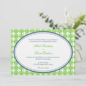 Apfelgrün oval beattelte Hochzeit Einladung (Stehend Vorderseite)