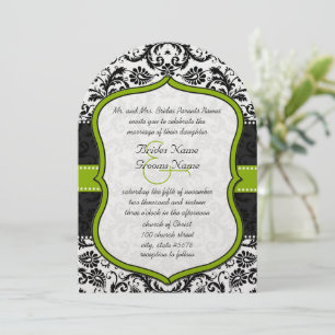Apfelgrün Schwarze Vintage-Damaskus-Hochzeit Einladung