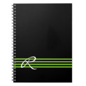Apfelgrün und schwarze Streifen mit Monogramm Notizblock (Vorderseite)