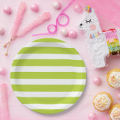 Apfelgrün und Weiß Streifen Pappteller (Party)