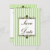 Apfelgrün, weiß, braun Save the Date gestreift (Vorne/Hinten)