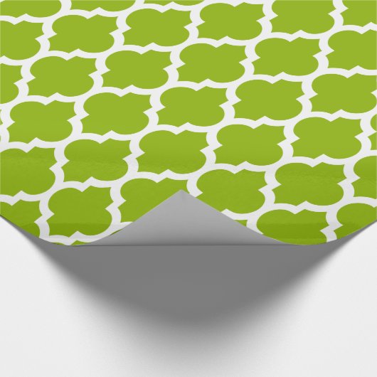 Apfelgrün Weiß XL Marokkanisches Quatrefolie #4 Geschenkpapier (Ecke)
