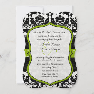 Apfelgrüne Herzen Vintage-Damaskus-Hochzeitseinlad Einladung