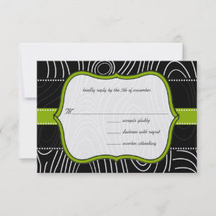 Apfelgrüne schwarze Vintage-Damaskus-Hochzeitseinl Einladung
