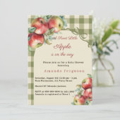 Apfelgrüner Gingham Mädchen Baby Shower Einladung (Stehend Vorderseite)