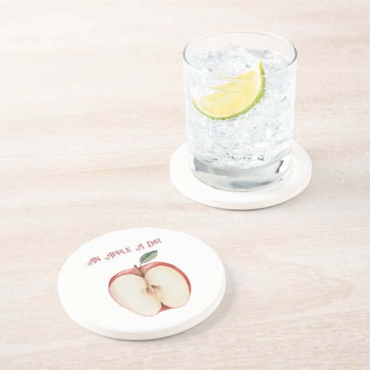 Apfelgrünes Blatt Obst Getränkeuntersetzer (Seite)