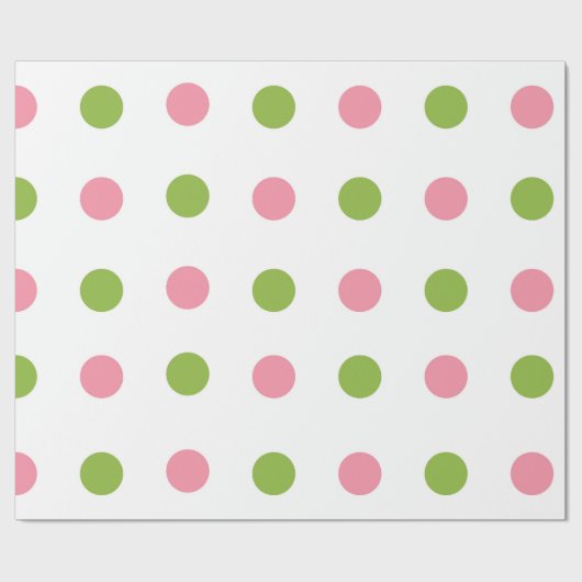 Apfelgrünes Lachsrosa-Tupfen-Packpapier Geschenkpapier (Flach)