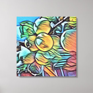 Apfelhaufen Leinwand mit leuchtendem Aquarellstil