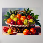 Apfelkorb, Stilllebenmalerei, Poster (Vorne)
