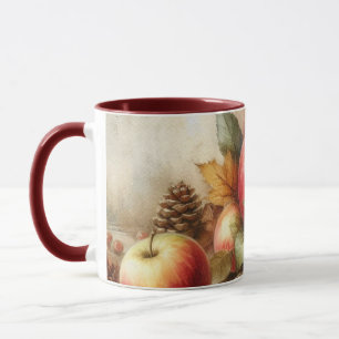 Äpfelkörbe auf dem Tisch Vintage Wasserfarbe Tasse