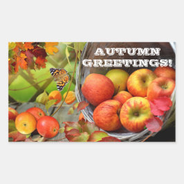 Apfelkörbe Autumn Grüße Rechtecksticker Rechteckiger Aufkleber