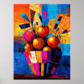 Äpfelkörbe im lebendigen kubistischen Stillleben Poster (Vorne)