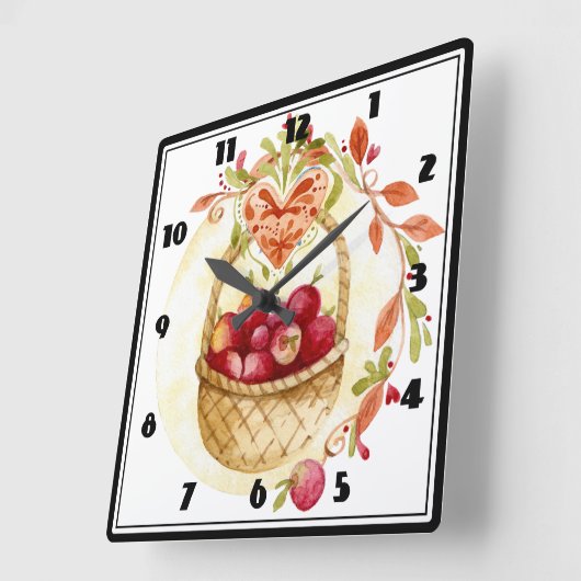Apfelkörbe Quadratische Wanduhr (Winkel)