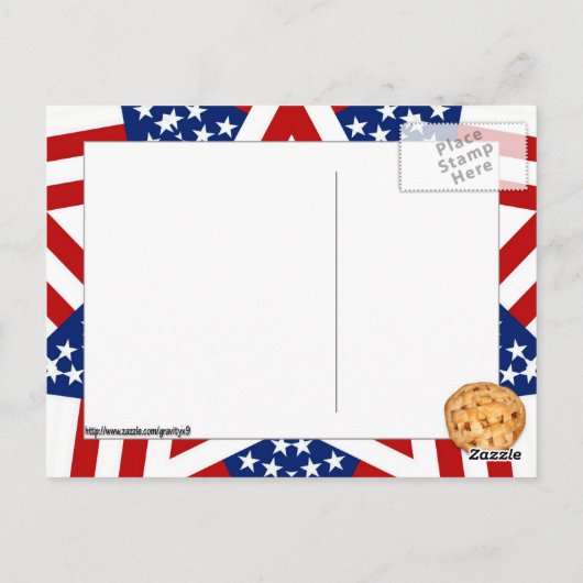 Apfelkuchen auf Stars und Streifen Postkarte (Rückseite)