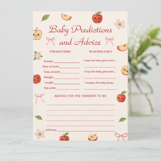 Apfelkuchen-Duschvorausschätzungen und Ratschläge Einladung (Stehend Vorderseite)